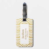 Monogramm-Gepäckmarke Gold & White Scallop Gepäckanhänger (Rückseite vertikal)