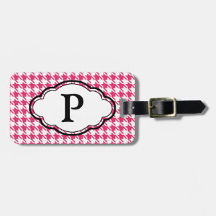 Monogramm Gepäckmarke - Hahnentrittmuster - Rosa Gepäckanhänger