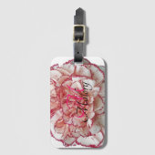 Monogramm-Gepäckmarke mit rosa und weißer Blume Gepäckanhänger (Vorderseite Vertikal)