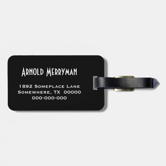 Monogramm-Gepäckträger für Männer mit schwarzen St Gepäckanhänger (Rückseite horizontal)