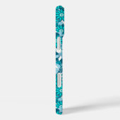 Monogramm gerahmt mit Blume - blau und weiß Case-Mate iPhone Hülle (Rückseite / Rechts)