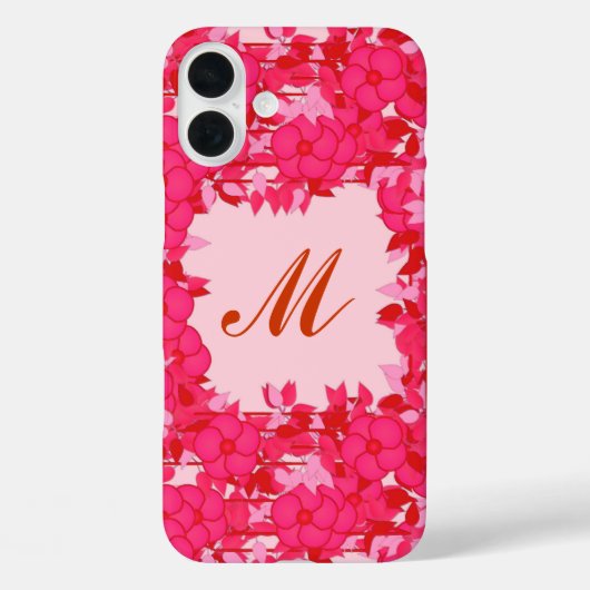 Monogramm gerahmt mit Blume - Fuchsien und rosa Case-Mate iPhone Hülle (Rückseite)