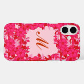 Monogramm gerahmt mit Blume - Fuchsien und rosa Case-Mate iPhone Hülle (Rückseite (Horizontal))