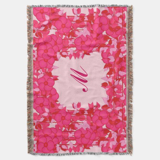 Monogramm gerahmt mit Blume - Fuchsien und rosa Decke (Vorderseite Vertikal)