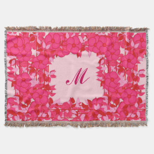 Monogramm gerahmt mit Blume - Fuchsien und rosa Decke