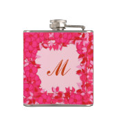 Monogramm gerahmt mit Blume - Fuchsien und rosa Flachmann (Rückseite)