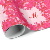 Monogramm gerahmt mit Blume - Fuchsien und rosa Geschenkpapier (Rolleneckpunkt)
