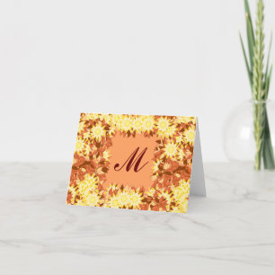 Monogramm gerahmt mit Blume - Kakao und Gelb