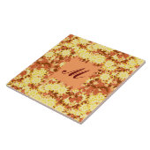 Monogramm gerahmt mit Blume - Kakao und Gelb Fliese (Seite)