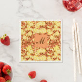 Monogramm gerahmt mit Blume - Kakao und Gelb Serviette (Beispiel)