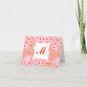 Monogramm gerahmt mit Blume - rosa und pfirsichfar
