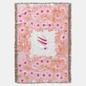 Monogramm gerahmt mit Blume - rosa und pfirsichfar Decke (Vorderseite Vertikal)