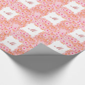 Monogramm gerahmt mit Blume - rosa und pfirsichfar Geschenkpapier (Ecke)