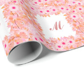 Monogramm gerahmt mit Blume - rosa und pfirsichfar Geschenkpapier (Rolleneckpunkt)