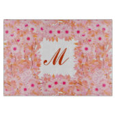 Monogramm gerahmt mit Blume - rosa und pfirsichfar Schneidebrett (Vorderseite)