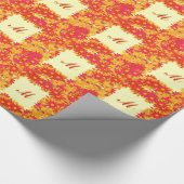 Monogramm gerahmt mit Blume - rot und gold Geschenkpapier (Ecke)