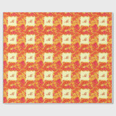 Monogramm gerahmt mit Blume - rot und gold Geschenkpapier (Flach)