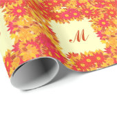 Monogramm gerahmt mit Blume - rot und gold Geschenkpapier (Rolleneckpunkt)