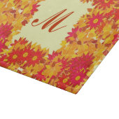 Monogramm gerahmt mit Blume - rot und gold Schneidebrett (Ecke)