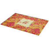 Monogramm gerahmt mit Blume - rot und gold Schneidebrett (Ecke)