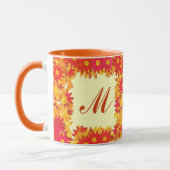 Monogramm gerahmt mit Blume - rot und gold Tasse (Links)