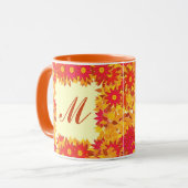 Monogramm gerahmt mit Blume - rot und gold Tasse (Vorderseite Links)