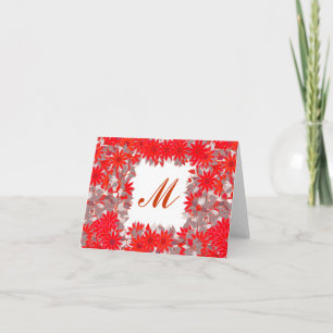 Monogramm gerahmt mit Blume - rot und grau