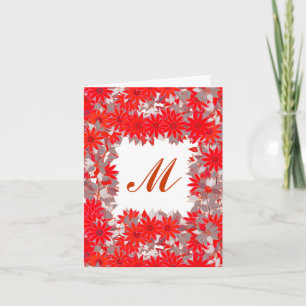 Monogramm gerahmt mit Blume - rot und grau