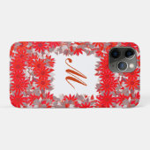 Monogramm gerahmt mit Blume - rot und grau Case-Mate iPhone Hülle (Rückseite (Horizontal))