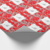 Monogramm gerahmt mit Blume - rot und grau Geschenkpapier (Ecke)