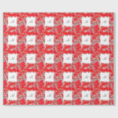 Monogramm gerahmt mit Blume - rot und grau Geschenkpapier (Flach)