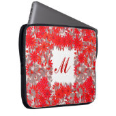 Monogramm gerahmt mit Blume - rot und grau Laptopschutzhülle (Vorne Rechts)