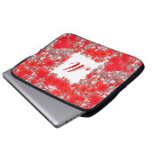 Monogramm gerahmt mit Blume - rot und grau Laptopschutzhülle (Vorne Knopf)