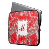 Monogramm gerahmt mit Blume - rot und grau Laptopschutzhülle (Vorderseite Links)