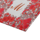 Monogramm gerahmt mit Blume - rot und grau Schneidebrett (Ecke)