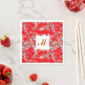 Monogramm gerahmt mit Blume - rot und grau Serviette (Beispiel)