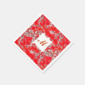 Monogramm gerahmt mit Blume - rot und grau Serviette (Ecke)