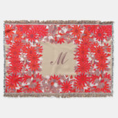 Monogramm gerahmt mit Blume - rot und tauglich Decke (Vorderseite)