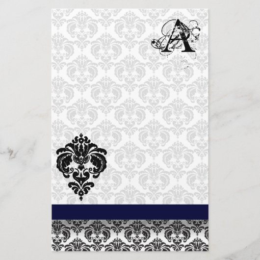 Monogramm-Gerecycelt Papier mit blauem Ribbon-Schw (Vorderseite)