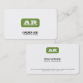 Monogramm gerundeter Hintergrund (Apfelgrün) Visitenkarte (Vorne/Hinten)