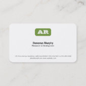 Monogramm gerundeter Hintergrund (Apfelgrün) Visitenkarte (Rückseite)