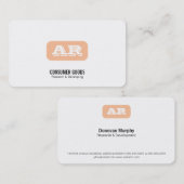 Monogramm gerundeter Hintergrund (Aprikose) Visitenkarte (Vorne/Hinten)