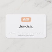 Monogramm gerundeter Hintergrund (Aprikose) Visitenkarte (Rückseite)