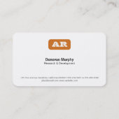 Monogramm gerundeter Hintergrund (orange) Visitenkarte (Rückseite)