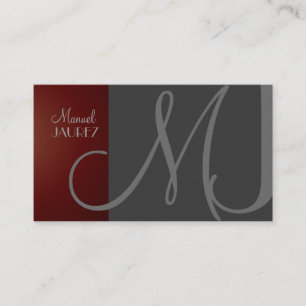 MONOGRAMM-GESCHÄFTSKARTE IN RETRO/GRAU/MARON VISITENKARTE