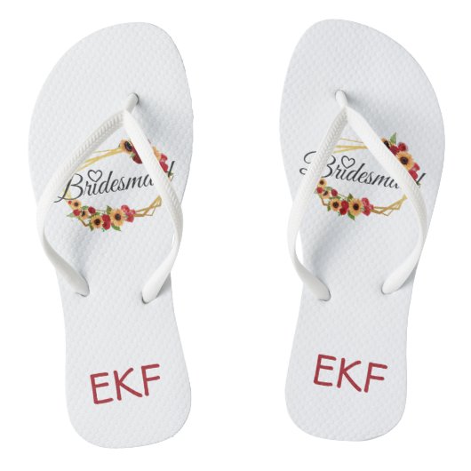 Monogramm Geschenk für Bridesmädchen Rote Gelbe Bl Badesandalen (Fußbett)