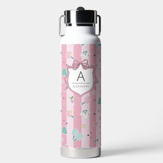 Monogramm Geschenk für Pickleball Damen Trinkflasche (Vorderseite)