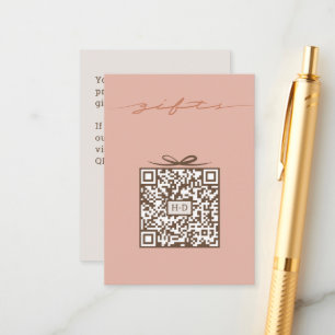 Monogramm Geschenk & Schleife QR Code   Hochzeitsl Begleitkarte