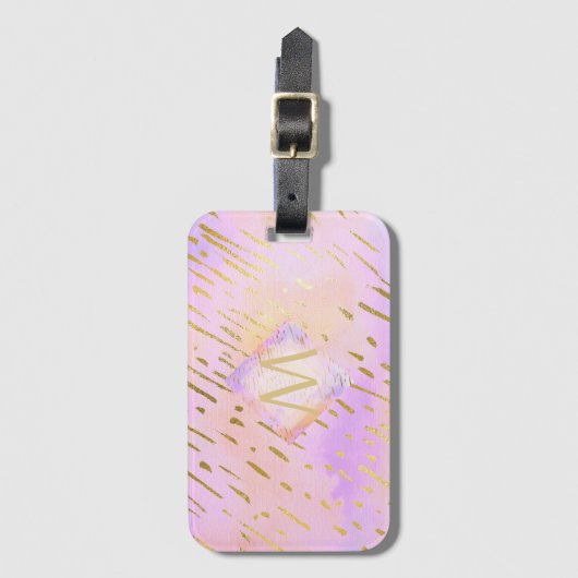 Monogramm Geschenke für Mädchen, die Liebe rosa Go Gepäckanhänger (Vorderseite Vertikal)