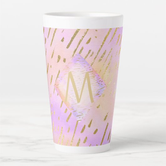 Monogramm Geschenke für Mädchen, die Liebe rosa Go Milchtasse (Vorderseite)